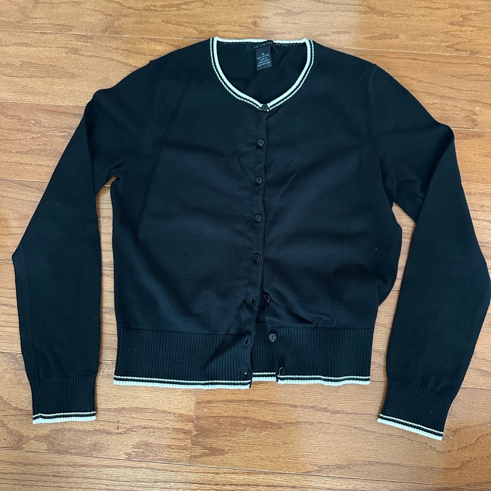 The Limited Black and White Cotton Cardigan